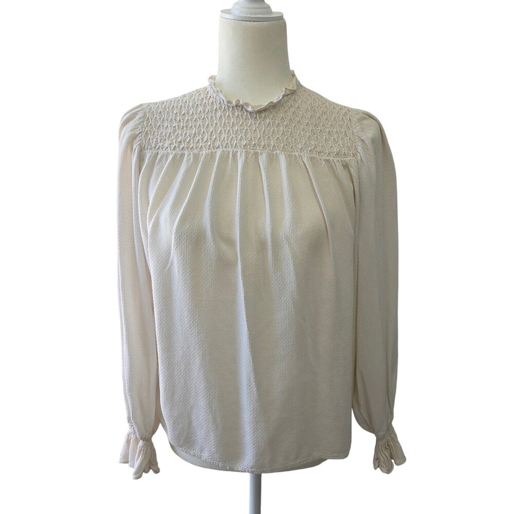 A New Day Long Sleeve Light Beige Blouse Woman's Size Small